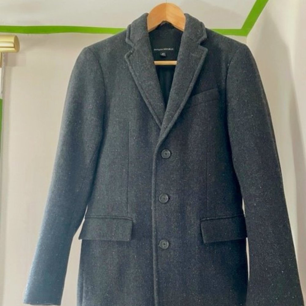 Banana Rupublic Men's Topcoat - Charcoal, Size XS